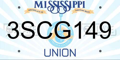 3SCG149 Mississippi License Plate