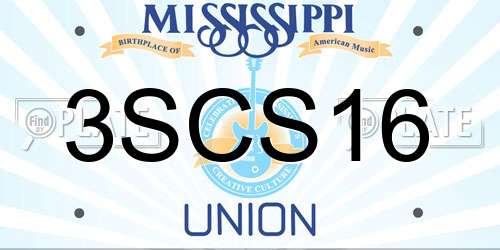 3SCS16 Mississippi License Plate