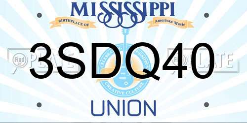 3SDQ40 Mississippi License Plate
