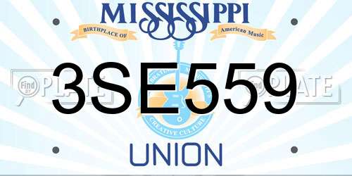 3SE559 Mississippi License Plate