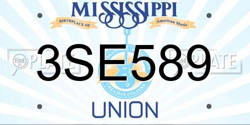 3SE589 Mississippi License Plate