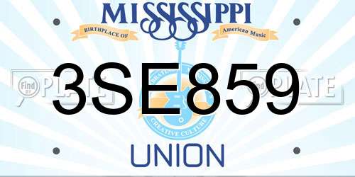 3SE859 Mississippi License Plate
