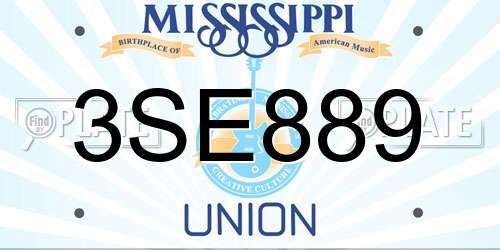 3SE889 Mississippi License Plate