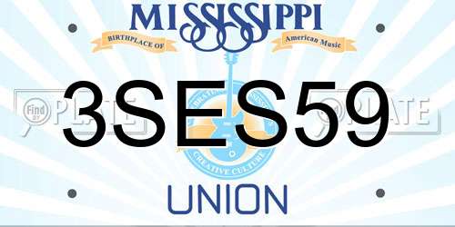 3SES59 Mississippi License Plate