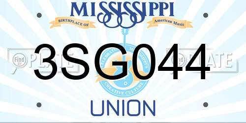 3SG044 Mississippi License Plate