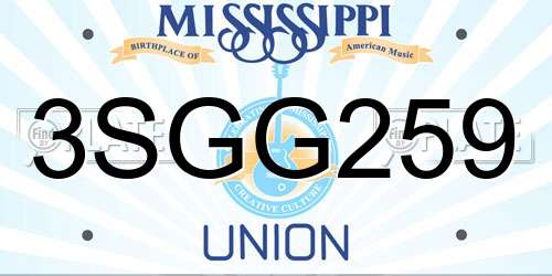 3SGG259 Mississippi License Plate