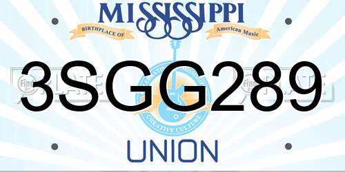 3SGG289 Mississippi License Plate