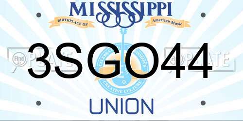 3SGO44 Mississippi License Plate