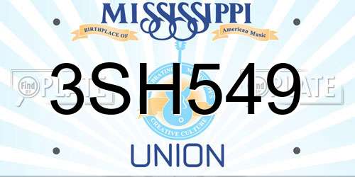 3SH549 Mississippi License Plate