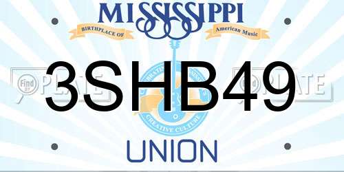 3SHB49 Mississippi License Plate