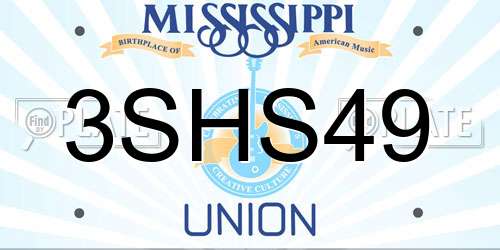 3SHS49 Mississippi License Plate