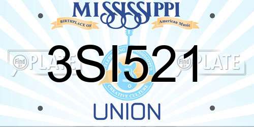 3SI521 Mississippi License Plate