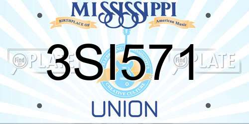3SI571 Mississippi License Plate