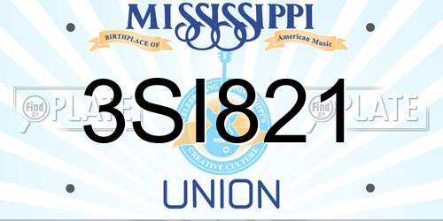 3SI821 Mississippi License Plate