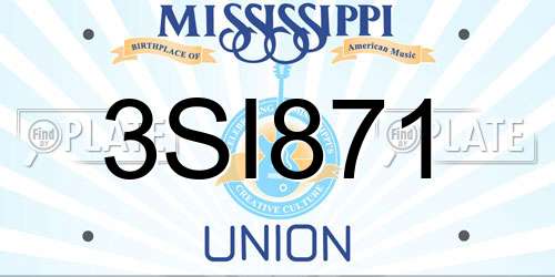 3SI871 Mississippi License Plate