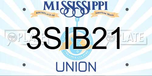 3SIB21 Mississippi License Plate