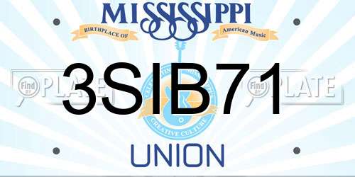 3SIB71 Mississippi License Plate