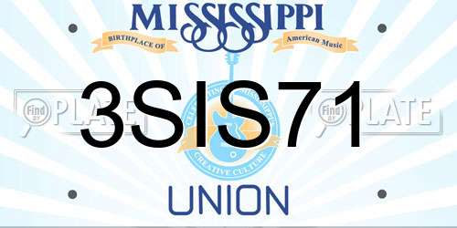 3SIS71 Mississippi License Plate