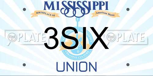 3SIX Mississippi License Plate