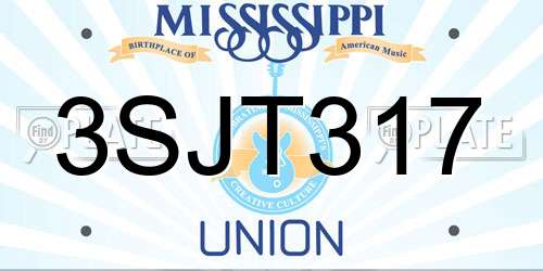 3SJT317 Mississippi License Plate