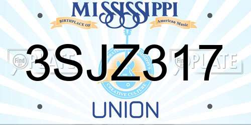 3SJZ317 Mississippi License Plate