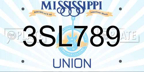 3SL789 Mississippi License Plate