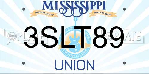 3SLT89 Mississippi License Plate