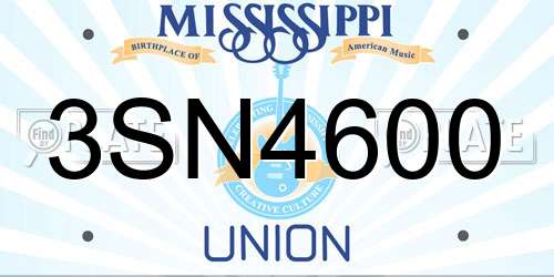 3SN4600 Mississippi License Plate