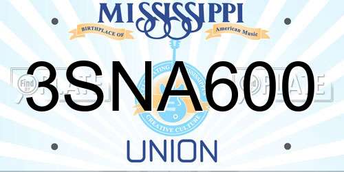 3SNA600 Mississippi License Plate