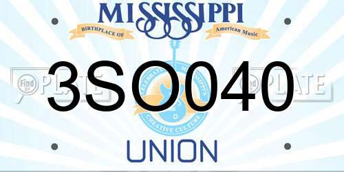3SO040 Mississippi License Plate