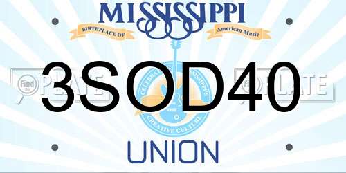 3SOD40 Mississippi License Plate