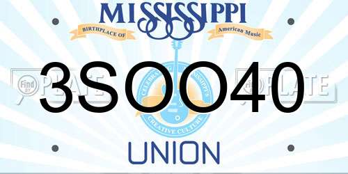 3SOO40 Mississippi License Plate