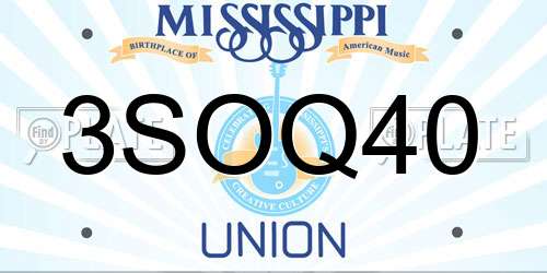 3SOQ40 Mississippi License Plate
