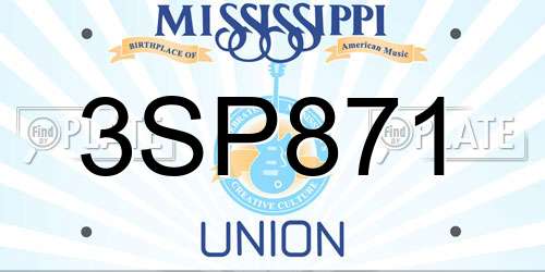 3SP871 Mississippi License Plate
