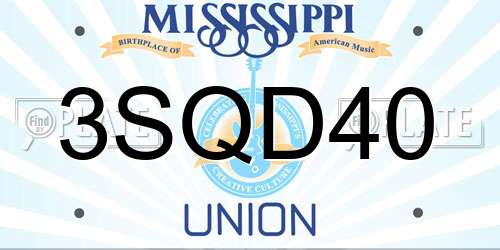 3SQD40 Mississippi License Plate