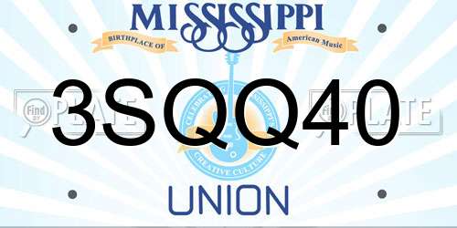3SQQ40 Mississippi License Plate