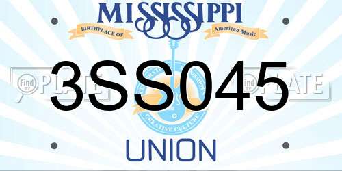 3SS045 Mississippi License Plate