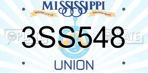 3SS548 Mississippi License Plate