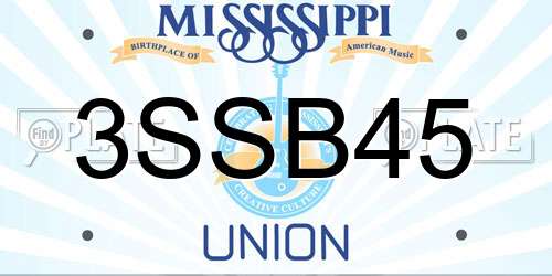 3SSB45 Mississippi License Plate