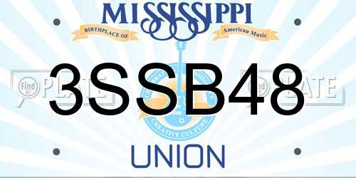3SSB48 Mississippi License Plate