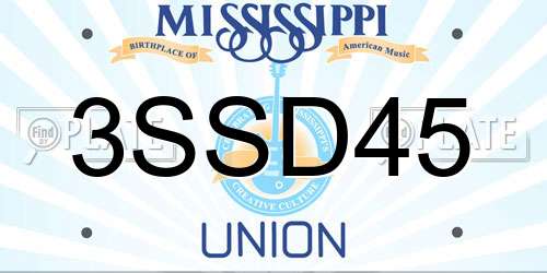 3SSD45 Mississippi License Plate