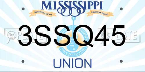 3SSQ45 Mississippi License Plate
