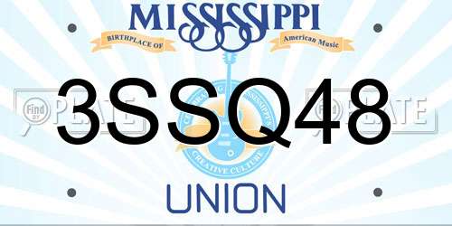 3SSQ48 Mississippi License Plate