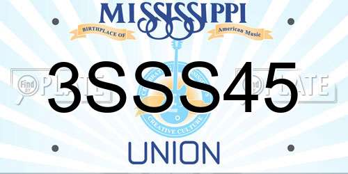 3SSS45 Mississippi License Plate