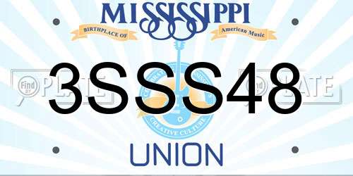 3SSS48 Mississippi License Plate