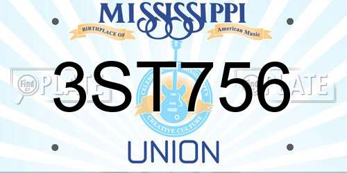 3ST756 Mississippi License Plate
