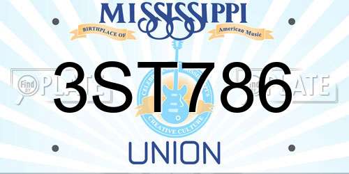 3ST786 Mississippi License Plate