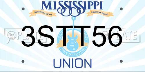 3STT56 Mississippi License Plate