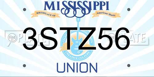 3STZ56 Mississippi License Plate