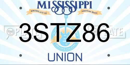 3STZ86 Mississippi License Plate